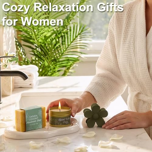 Self-Care Gift Box for Women - 8-Piece Spa Set with Candle & Socks