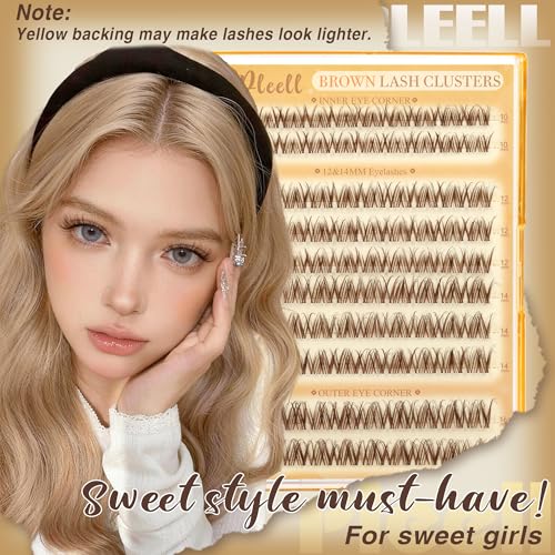 Brown Eyelash Clusters 10-16MM DD-Curl Wispy Extensions by Pleell