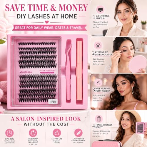 Natural Lash Clusters Kit 120Pcs | Clear Band CC-Curly 8-16MM
