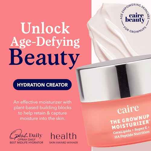 Caire The Grownup Pro-Aging Moisturizer Advanced Hyaluronic Acid Peptide Natural Ceramide Lipid Replenishing moisturizer. Wrinkle Fighting, Collagen Generation (15 ml)