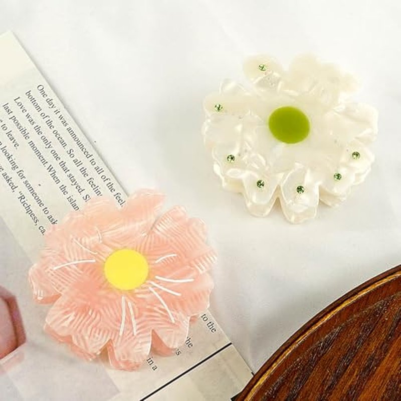 Daisy Hair Clip with Strong Grip - Lightweight Floral Claw Clip