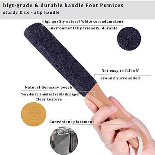 Kinepi Double-Sided Foot File & Pumice Stone Callus Remover with Wood Handle