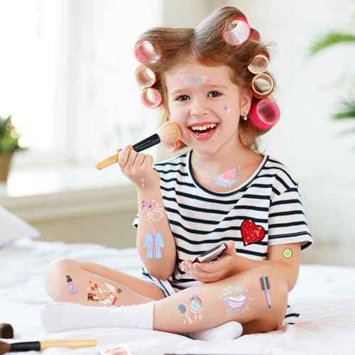 Konsait Spa Party Favors Spa Kids Tattoos Temporary for Girls, 99 Pcs+ Fake Tattoos Slumber Party Supplies for Girls Spa Day Party Supplies Birthday Makeup Party Favors