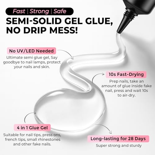 Luckyfairy Semi-Solid Nail Glue & Gentle Remover Set for Press-On Nails