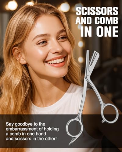 FERYES Eyebrow Trimmer Scissors with Built-in Comb