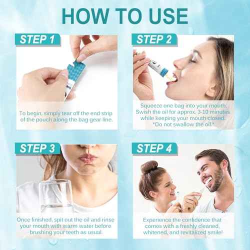 Coconut Pulling Oil, Oil Pulling Travel Sachets 20Pcs, Mint Oil Pulling Mouthwash for Teeth Travel Sizes, Natural Coconut Oil Pulling with Coconut & Peppermint Oil-Mouthwash