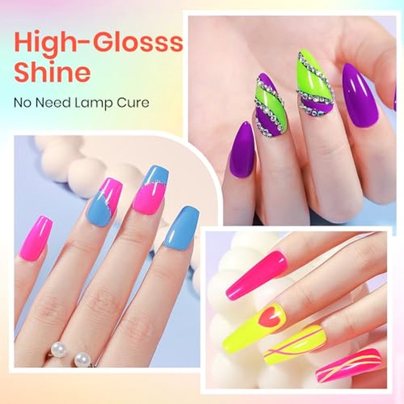 12-Color Neon Nail Polish Set - Quick Dry, No Lamp Needed