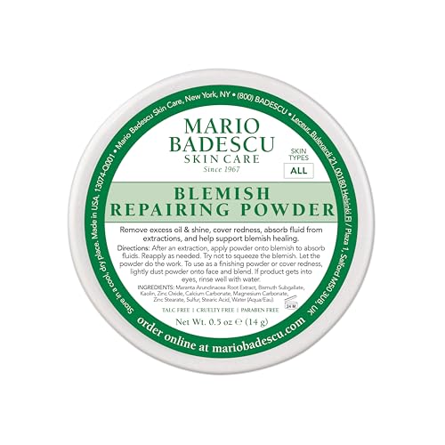 Mario Badescu Special Healing Blemish Repairing Face Powder for Oily and Troubled Skin, Reduces T-Zone Shine, Decongests Pores and Balances Excess Oil, Gentle Sulfur Powder for Skin Care