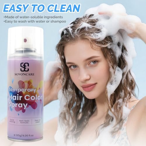 SOVONCARE Blue Temporary Hair Color Spray - 120ML Washable Dye for Kids & Adults