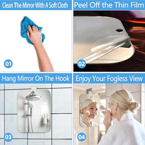 Fogless Shower Mirror 8x6 inch Shatterproof Shaving