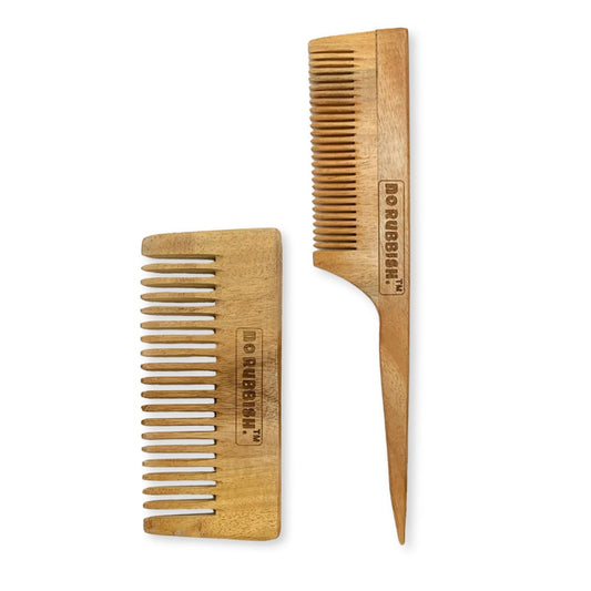 No Rubbish Premium Wooden Wide Tooth Comb for Curls and Hair Growth, Treated with Neem Oil (Fine & Wide Comb for Men and Women)