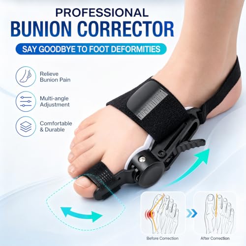 White Bunion Corrector for Women & Men - Adjustable Gel Toe Splint for Day & Night Relief