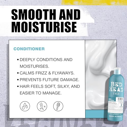 TIGI Bed Head Urban Antidotes Recovery Shampoo and Conditioner Set for Dry, Damaged Hair, 25.36 fl oz, 2 Count