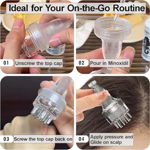 Minoxidil Hair Oil Applicator Bottle with Roller Ball Comb
