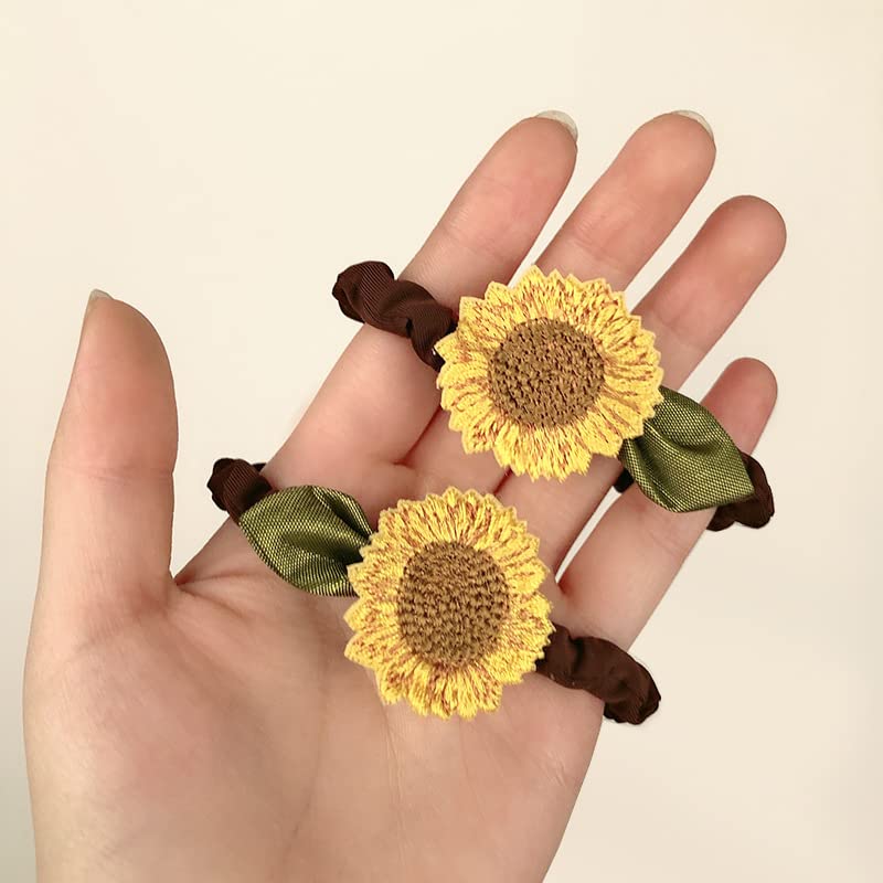 Sunflower Big Bow Clips Jumbo Girls Hair Bow Pin BBG56 (Sunflower Hair Scrunchies-2 Pcs)