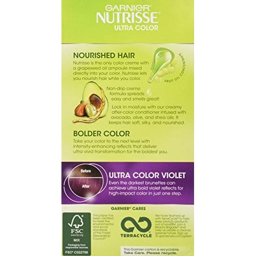 Garnier Nutrisse Ultra Color Nourishing Hair Color Creme, V2 Dark Intense Violet (Packaging May Vary), Pack of 1