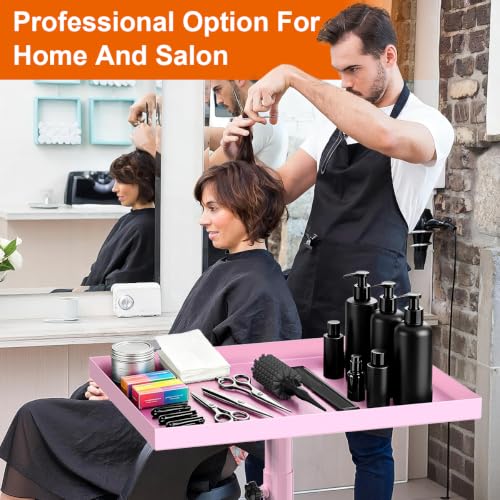 JOSTZHXIN Pink Salon Rolling Tray Cart with Adjustable Height & Storage