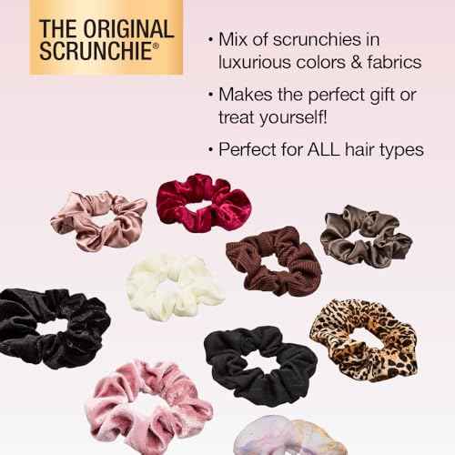 Scunci by Conair 10pk Scrunchie Velvet & Knitted Gift Box - hair ties -holiday gifts - teen girl gifts - hair elastics - hair accessories for girls - stocking stuffers - gifts for her - Assorted