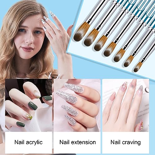 Shine Chance 4pc Blue Acrylic Nail Brush Set - Kolinsky Hair Manicure Tools