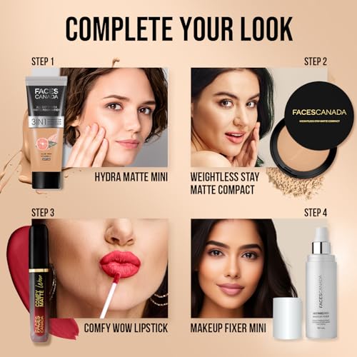 FACES CANADA Weightless Matte Finish Compact Powder - Beige 03 | 9 g | Non Oily Matte Look | Evens Out Complexion | Hides Imperfections | Blends Effortlessly | Pressed Powder For All Skin Types