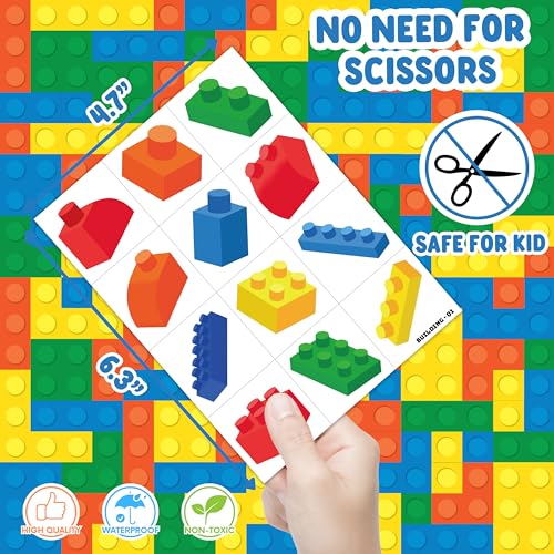 96 PCS Building Blocks Temporary Tattoos for Kids