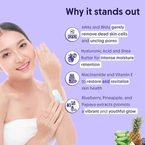 Aravi Organic 10% AHA + 1% BHA Exfoliating Body Lotion - Glycolic & Lactic Acid Body Lotion with Niacinamide - Smooths Rough & Bumpy Skin with Anti-Aging - 6.76 Fl Oz / 200ml