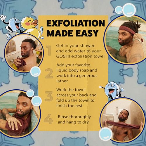 GOSHI Exfoliating Shower Towel Long Body Scrubber