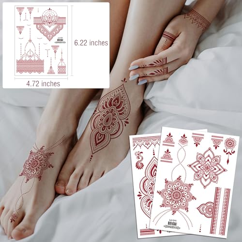 Henna Temporary Tattoo Stickers 12 Sheets Indian Mandala