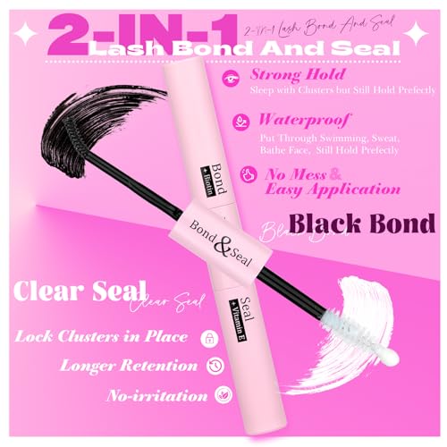 Yawamica Fluffier Lash Extension Kit Thick 200D Volume Eyelash Extension Kit 14-20mm Wispy Lash Clusters Kit D Curly Individual Lashes with Bond and Seal lash Tweezers DIY Cluster Eyelash Extensions