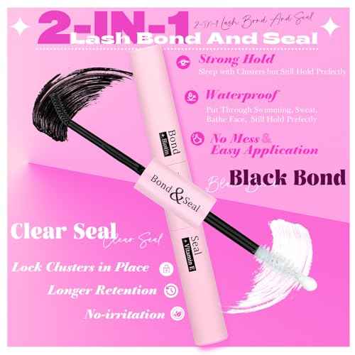 Yawamica Fluffier Lash Extension Kit Thick 200D Volume Eyelash Extension Kit 14-20mm Wispy Lash Clusters Kit D Curly Individual Lashes with Bond and Seal lash Tweezers DIY Cluster Eyelash Extensions