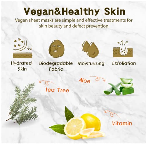 Purederm Vegan Facial Sheet Masks Trio (12 Packs) ? Face Masks Skincare for Dry, Dehydrated and Dull Skin