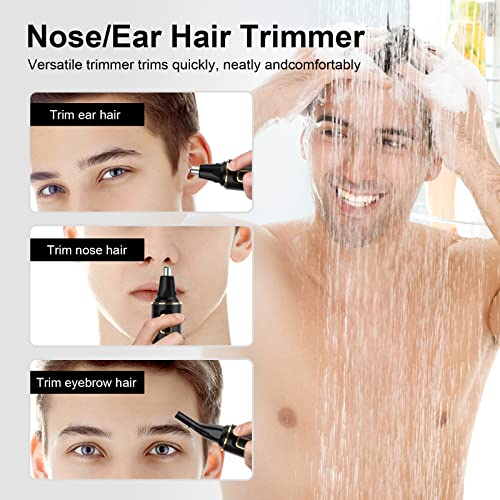 Nose Hair Trimmers for Men£¬Rechargeable Hair Trimmer 2 in 1 Painless Multifunctional Ear and Nose Hair Trimmer with IPX7 Waterproof Dual Edge Blades (Black)