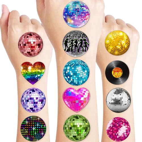 96 PCS 70s Disco Ball Temporary Tattoos - Party Favors