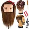 Barber Mannequin Head 12" Male Human Hair with Beard