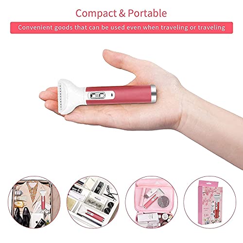 Electric Razor for Women,5 in 1 Womens Shaver Electric Bikini Trimmer Pubic Hair Removal Wet & Dry Painless Shaver for Legs Underarms Eyebrow Face Nose and Bikini Line Razor (Red)