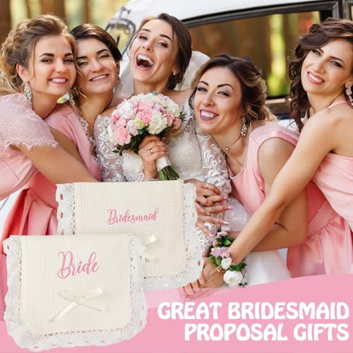 Bridesmaid Makeup Bag Set - 6 Pc Embroidered Cosmetic Organizer