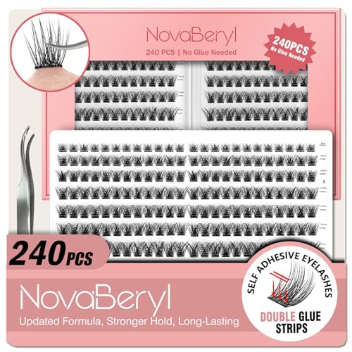 Self-Adhesive Lash Clusters, 240PCS, 8-16mm, No Glue Needed