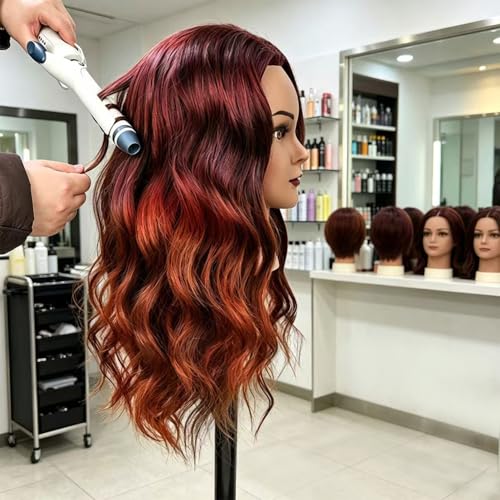 POLRISLY Dark Brown Human Hair Mannequin Head for Hairdressing 20-22 inches