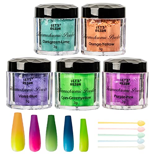 LET'S RESIN Thermochromic Pigment Powder - 5 Color Set for Resin & Crafts