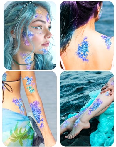 Halloween Mermaid Scale Temporary Tattoos, 12 Sheets