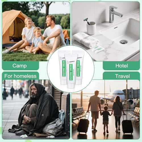 Travel Size Shaving Cream Bulk Pack of 200,Individually Wrapped 10ml/0.35fl oz Mini Disposable Shaving Cream in Bulk 1.2x2.9 inch Travel Size Toiletries Amenities for Guests,Homeless,Charity