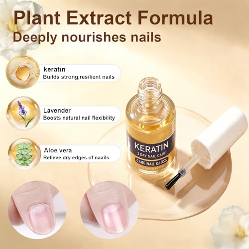 Keratin Nail Care Oil - 2 Pcs Nail Repair Serum for Stronger Nails