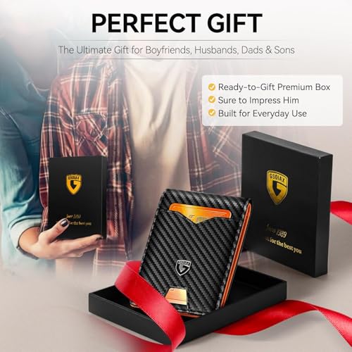 GSOIAX Slim RFID Blocking Leather Bifold Wallet for Men
