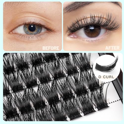 10Rows Mixed 10-12-14-16mm /8-10-12-14mm Individual False Eyelashes D Curl Wide Stem Makeup Cluster Eyelashes Natural Volume Eye Lashes Extensions (10-12-14-16MM Mixed)