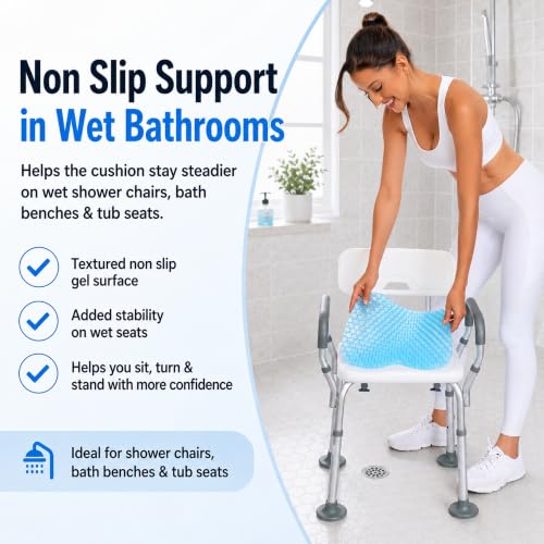 Gel Shower Chair Cushion - Waterproof Non-Slip Bath Pad