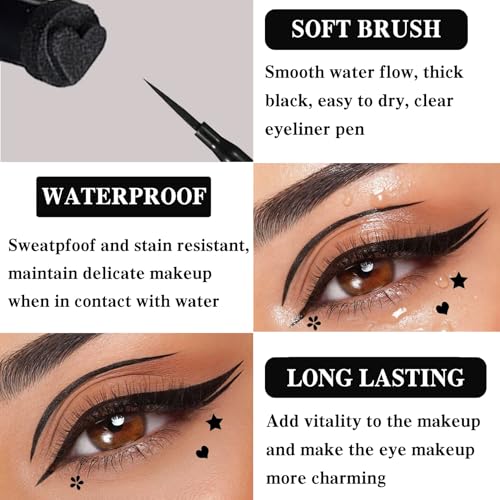 Liquid Winged Eyeliner Stamp Pen Set, 5 Pcs Waterproof