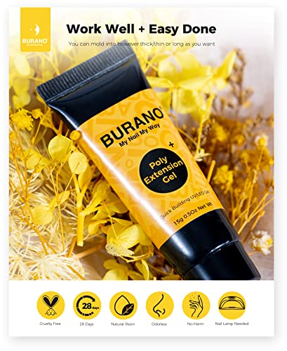 BURANO 6-Color Poly Extension Gel Kit - Glitter Builder Gel Starter Set