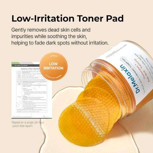 Korean Kojic Acid Turmeric Brightening Toner Pads for Dark Spots - 70 Sheets