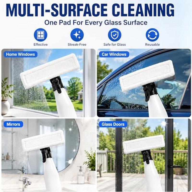 4-Pack Microfiber Window Cleaning Pads - Reusable for 10-Inch Scrubbers
