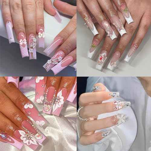 24PCS Nail Charms Y2k Alloy Nail Art Rhinestone Charms 3D Heart Star Bow with Rhinestones Cherry Nails Gems Shiny Jewelry Nails Decorations Accessories Supplies (AD24)